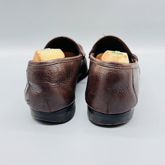 Allen Edmonds Shoes Mens 10.5 Brown Leather Grayson Loafers Bit Slip On Dress - Picture 7 of 13